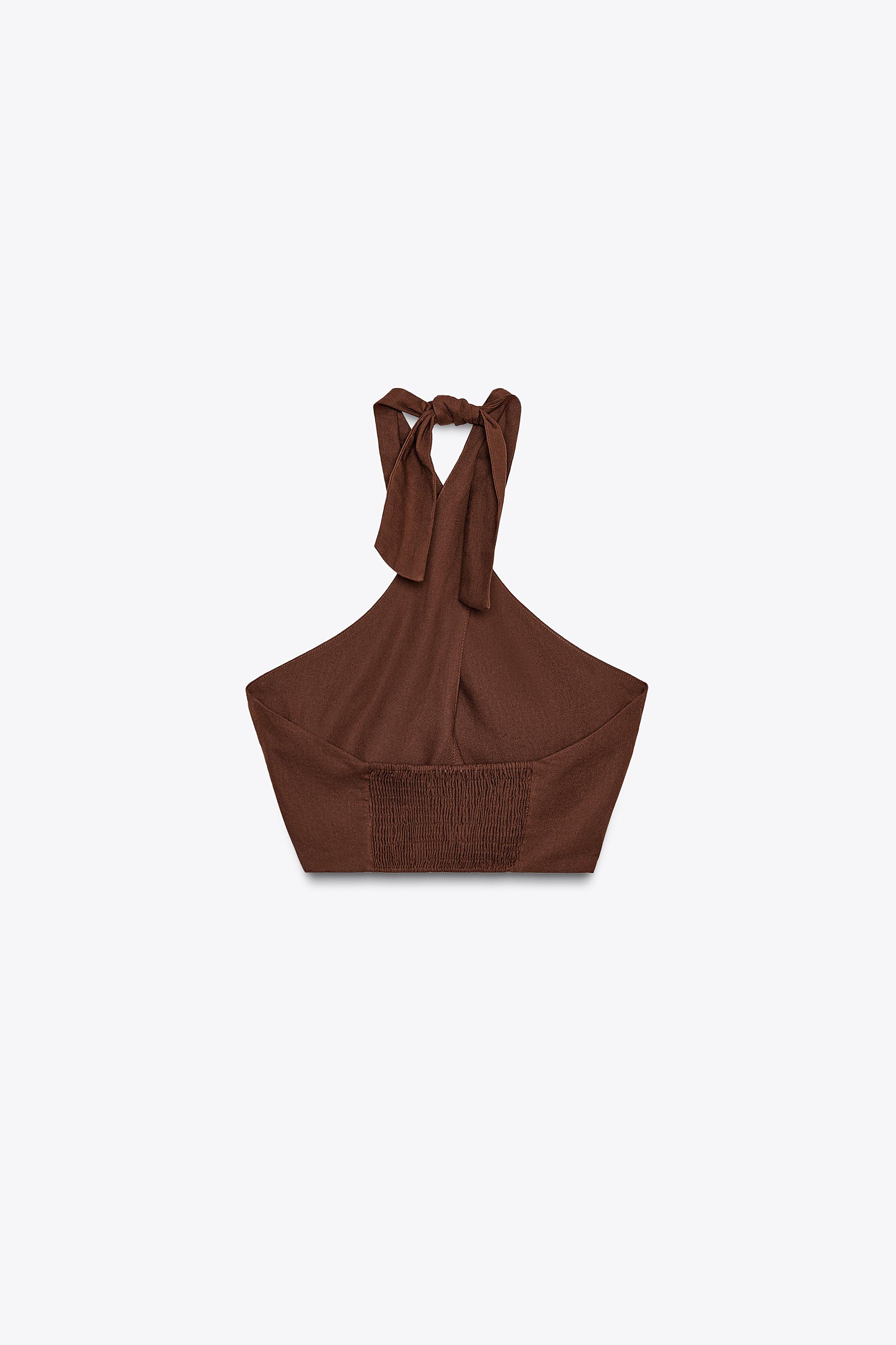 SHELL LINEN HALTER TOP